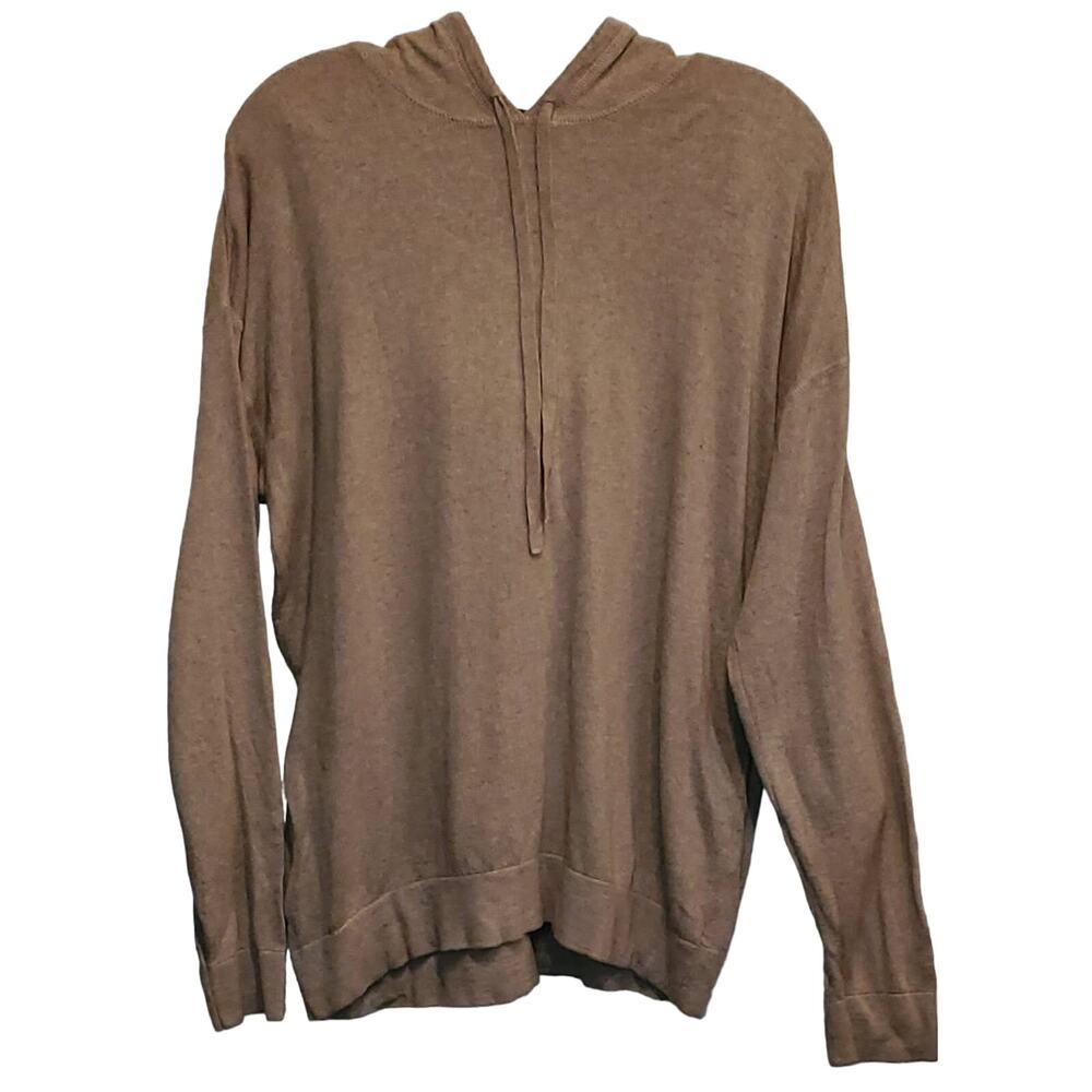 Hilary Radley Tan Long Sleeve Pull Over Hooded Sweater Size Medium
